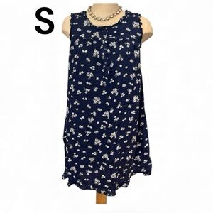 ADONNA SLEEPWEAR 100% Cotton Nightie Size Small Nightgown Blue Floral